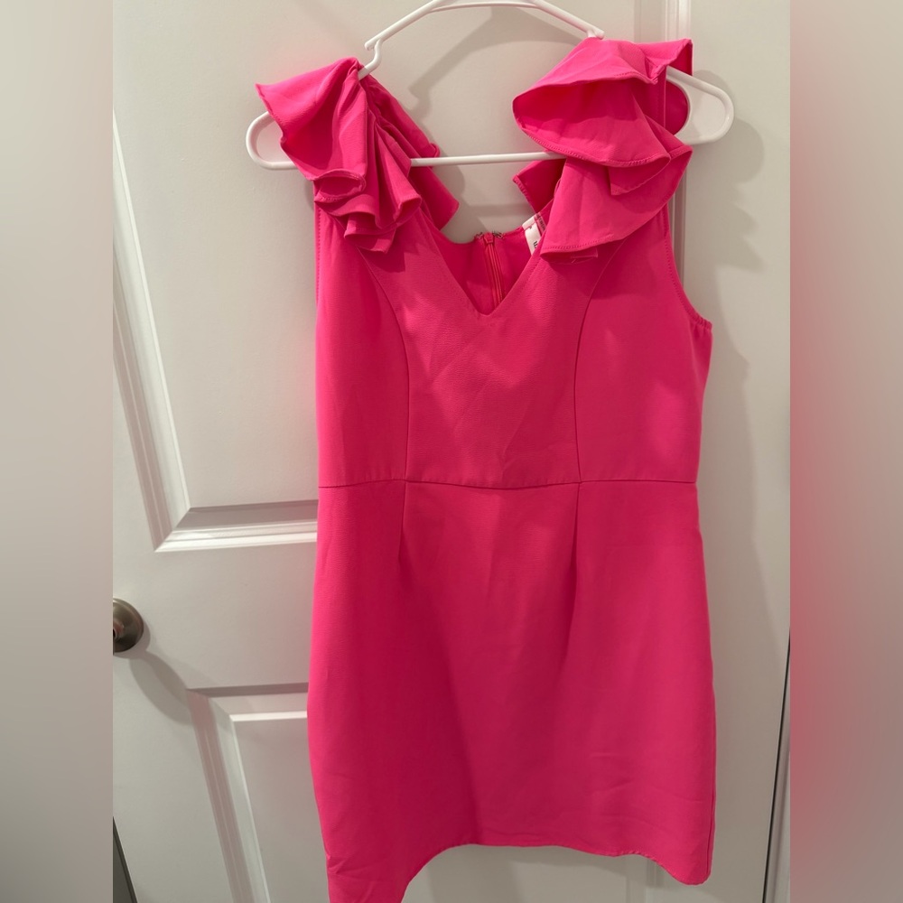 Glam Bright Pink Ruffle Dress